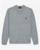 Pull en Laine & Cachemire avec Patch Happy Skull gris clair