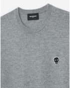 Pull en Laine & Cachemire avec Patch Happy Skull gris clair