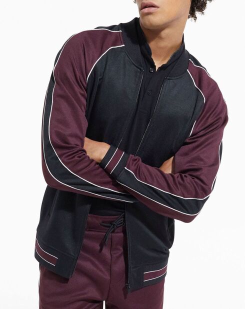 Sweat zippé avec manches raglan bordeaux