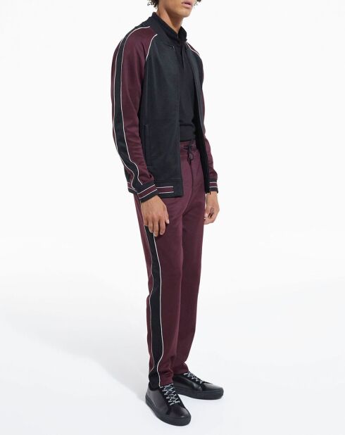 Sweat zippé avec manches raglan bordeaux