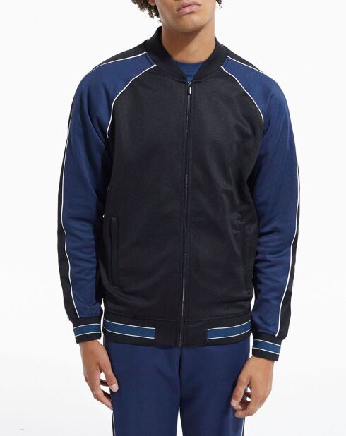 Sweat zippé avec manches raglan marine