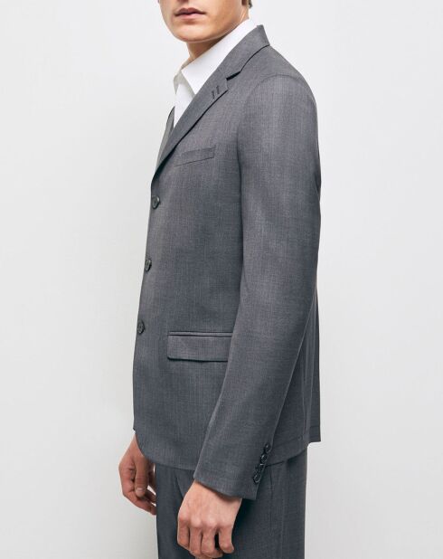 Veste de Costume 100% Laine Molle grise