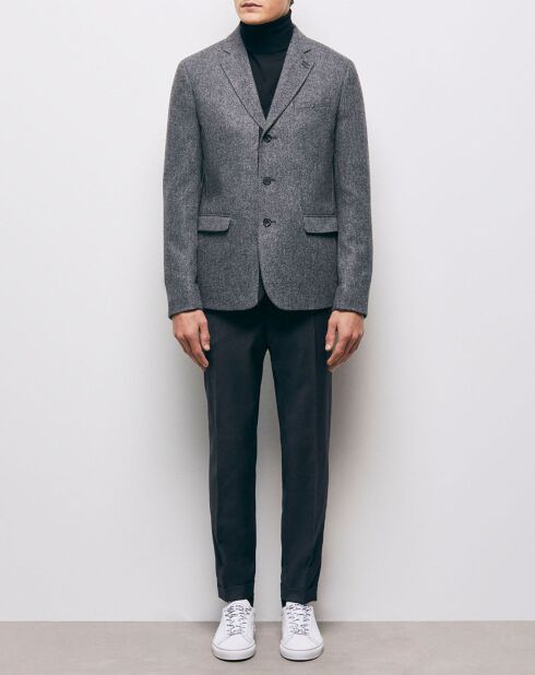 Giacca 100% lana con motivo Zig Zag grigio