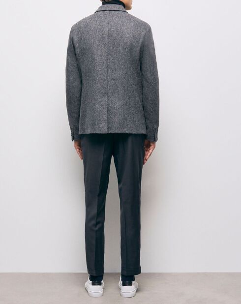 Giacca 100% lana con motivo Zig Zag grigio