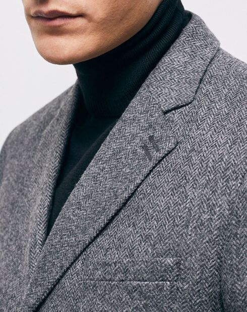 Giacca 100% lana con motivo Zig Zag grigio