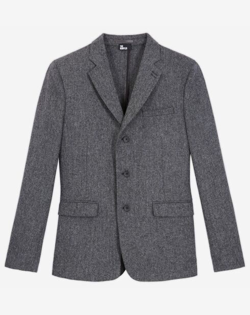 Giacca 100% lana con motivo Zig Zag grigio