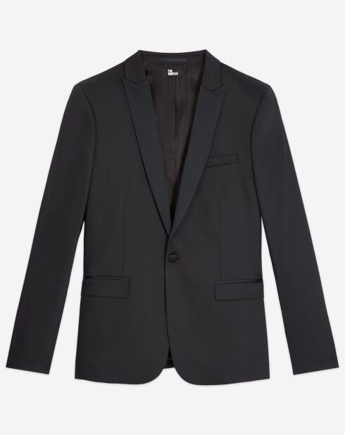 Schwarze, solide formelle Anzugjacke aus Wollmischung