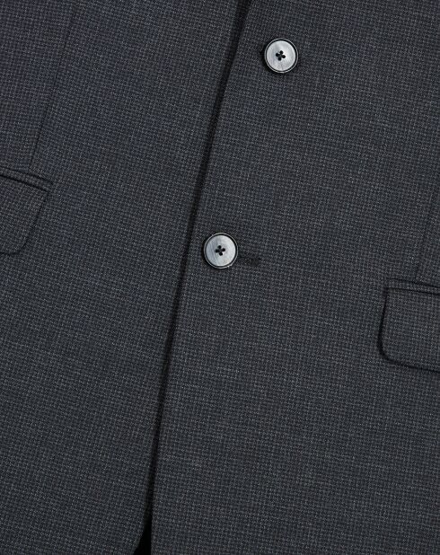 Schwarze Anzugjacke mit Mikro-Hahnentrittmuster aus 100% Wolle