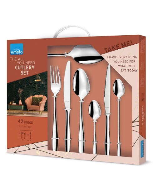 Ménagère coffret cadeau Ivy grise -  42 pièces