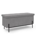 Banc coffre avec pieds noirs Loan en tissu gris/noir - 100x 37 x 45 cm