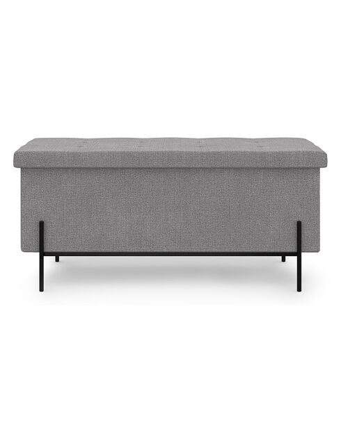 Banc coffre avec pieds noirs Loan en tissu gris/noir - 100x 37 x 45 cm