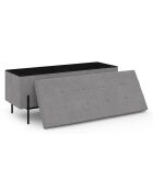 Banc coffre avec pieds noirs Loan en tissu gris/noir - 100x 37 x 45 cm