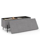 Banc coffre avec pieds noirs Loan en tissu gris/noir - 100x 37 x 45 cm