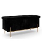 Banc coffre avec pieds dorés Loan en velours noir/doré -  100x 37 x 45 cm