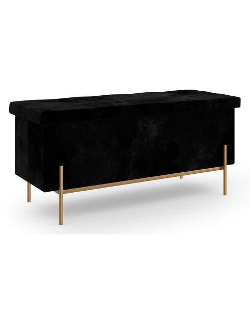 Banc coffre avec pieds dorés Loan en velours noir/doré -  100x 37 x 45 cm