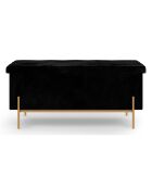 Banc coffre avec pieds dorés Loan en velours noir/doré -  100x 37 x 45 cm