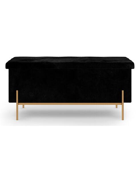 Banc coffre avec pieds dorés Loan en velours noir/doré -  100x 37 x 45 cm