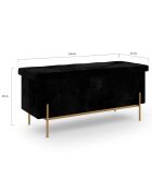 Banc coffre avec pieds dorés Loan en velours noir/doré -  100x 37 x 45 cm