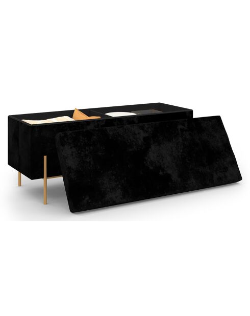 Banc coffre avec pieds dorés Loan en velours noir/doré -  100x 37 x 45 cm