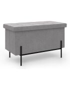 Banc coffre avec pieds noirs Loan en tissu gris/noir -  76x37x45 m