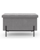 Banc coffre avec pieds noirs Loan en tissu gris/noir -  76x37x45 m