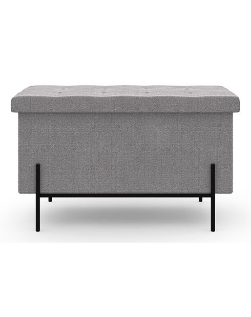 Banc coffre avec pieds noirs Loan en tissu gris/noir -  76x37x45 m