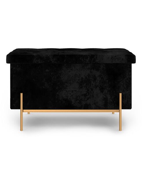 Banc coffre avec pieds dorés Loan en velours noir/doré - 76x37x45 m