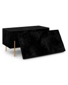 Banc coffre avec pieds dorés Loan en velours noir/doré - 76x37x45 m