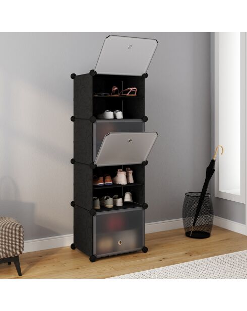 Cube Schuhschrank 16 Paar schwarz - 43x32x122 cm