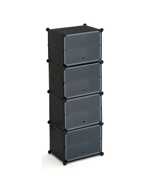 Cube Schuhschrank 16 Paar schwarz - 43x32x122 cm