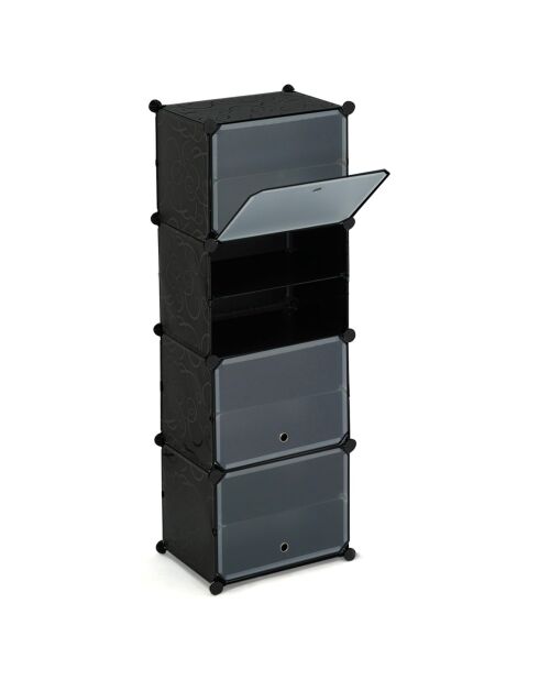 Cube Schuhschrank 16 Paar schwarz - 43x32x122 cm