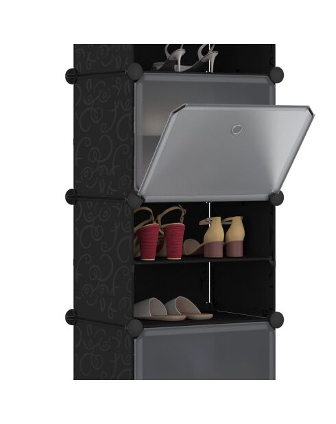 Meuble à chaussures cube 16 paires noir - 43x32x122 cm