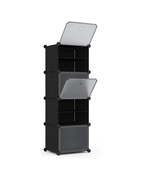 Cube Schuhschrank 16 Paar schwarz - 43x32x122 cm