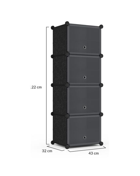 Cube Schuhschrank 16 Paar schwarz - 43x32x122 cm