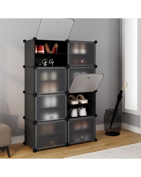 Meuble à chaussures cube 32 paires noir -  83x32x122 cm