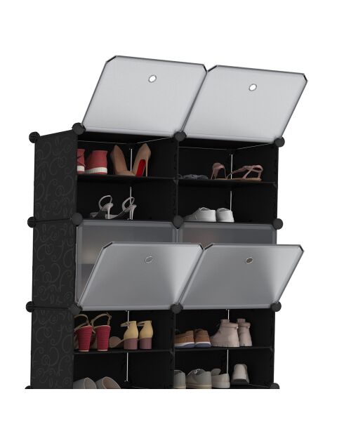 Meuble à chaussures cube 32 paires noir -  83x32x122 cm