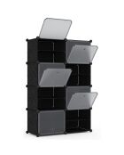 Meuble à chaussures cube 32 paires noir -  83x32x122 cm