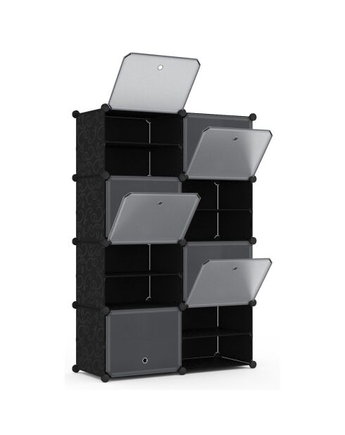 Meuble à chaussures cube 32 paires noir -  83x32x122 cm