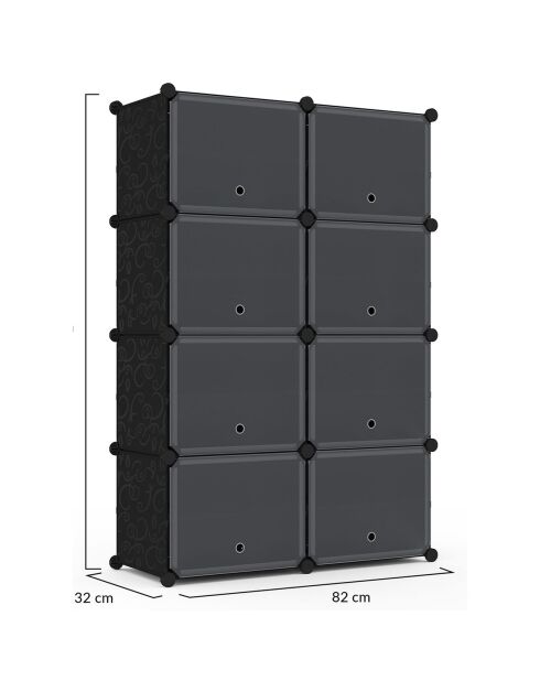 Cube Schuhschrank 32 Paar schwarz - 83x32x122 cm