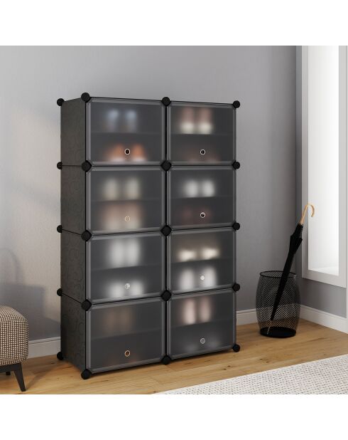 Cube Schuhschrank 32 Paar schwarz - 83x32x122 cm