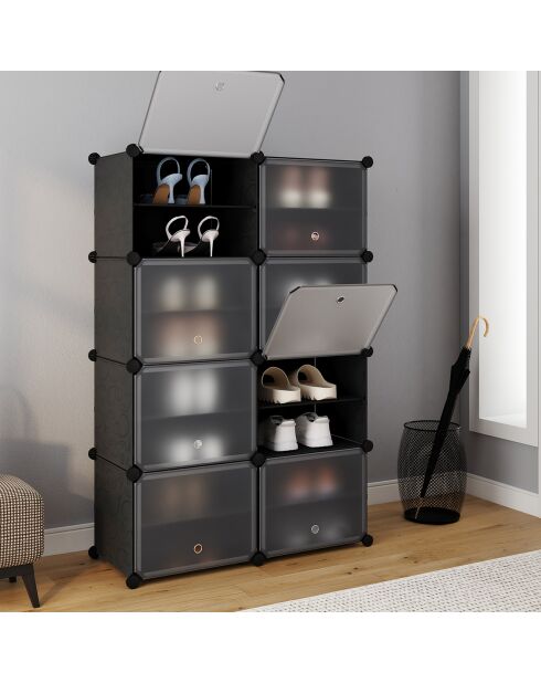 Meuble à chaussures cube 32 paires noir -  83x32x122 cm