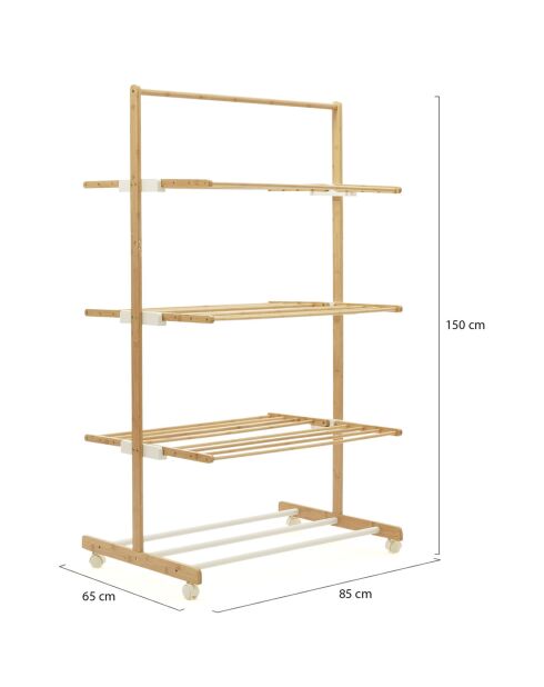 Séchoir 3 niveaux pliable bambou - 22m