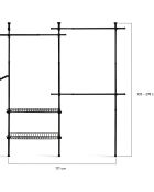 Penderie télescopique noire - 177x35 x278 cm