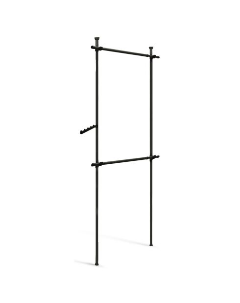 Penderie télescopique noire -  77-112x2.5x103-278 cm