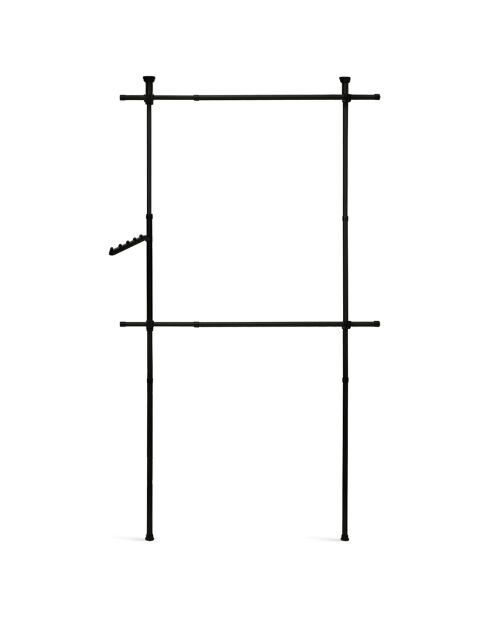 Penderie télescopique noire -  77-112x2.5x103-278 cm