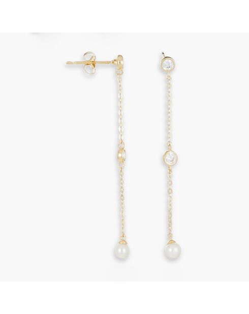 Janeen Perlenohrringe aus Zirkonium und Gelbgold