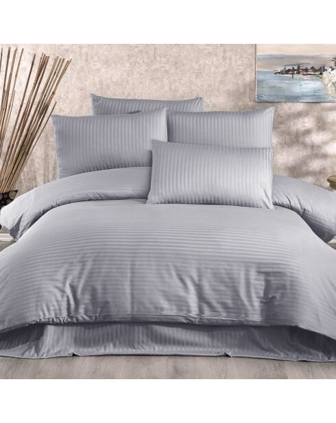 Parure housse de couette Lylium grise