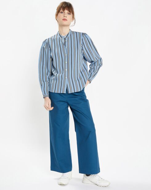 Pantalon 7/8 en twill de coton biologique Clément bleu foncé