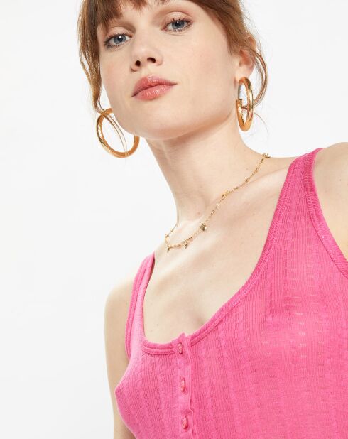 Débardeur en Maille Nuage finement ajouré rose