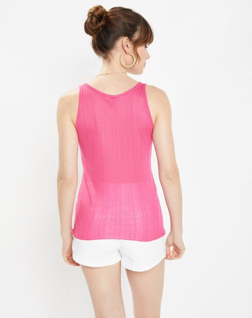 Débardeur en Maille Nuage finement ajouré rose
